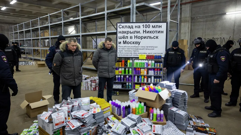 Склад на 100 млн накрыли. Никотин шёл в Норильск и Москву