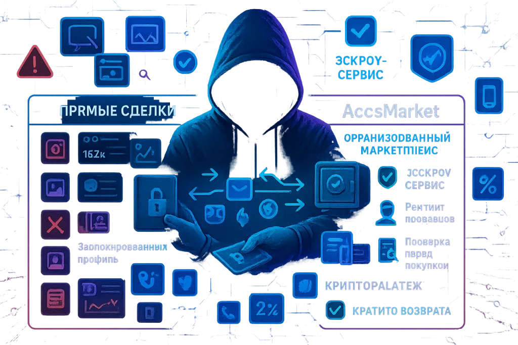 Как сообществу организовать безопасную и анонимную покупку и продажу социальных аккаунтов через маркетплейсы цифровых товаров